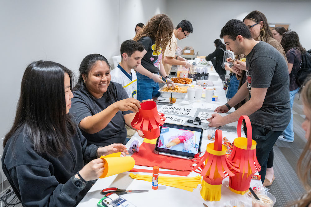 Students crafting and getting food at Cultural Fest