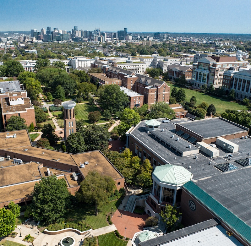 Belmont campus with Nashville skyline in background