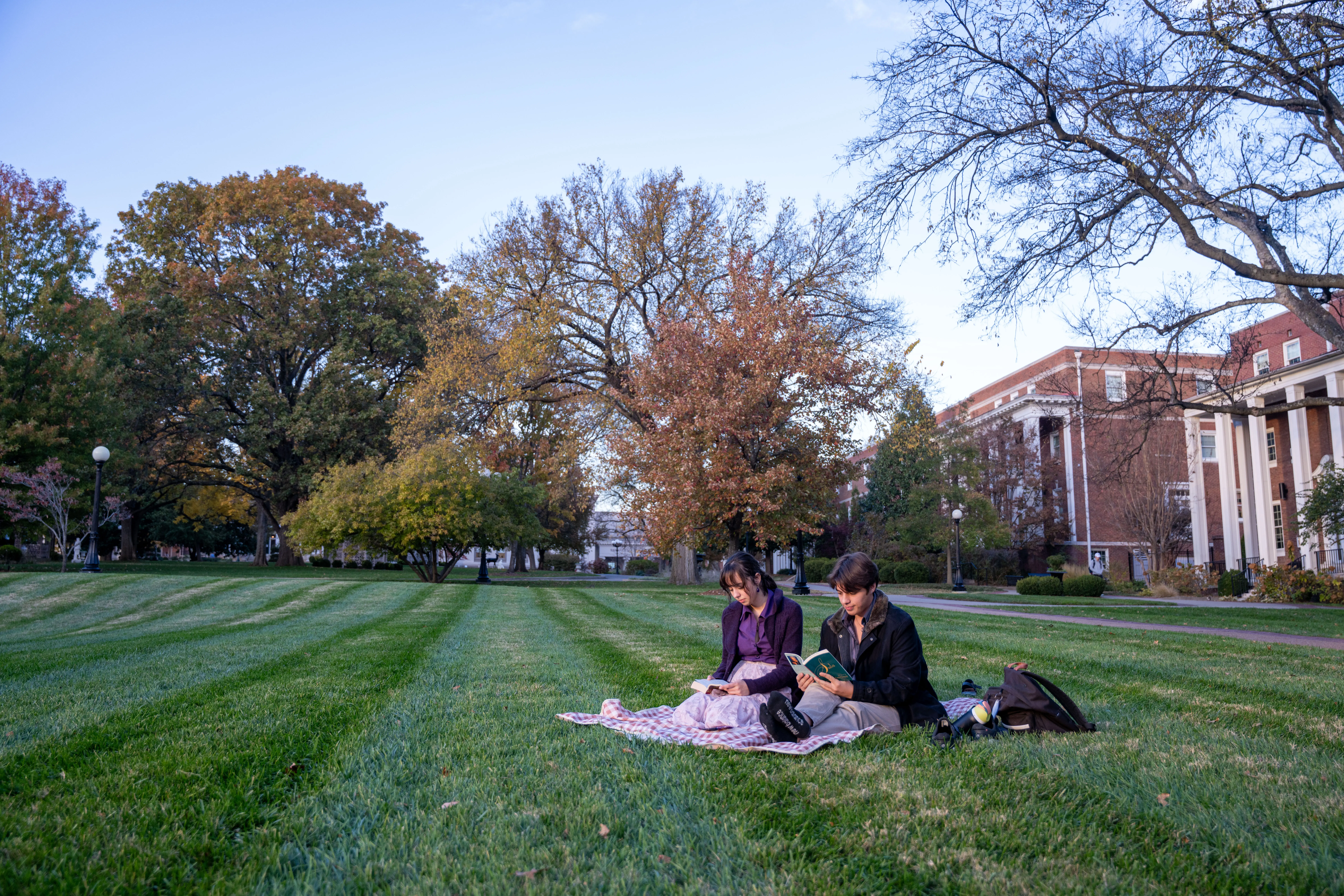 Students on a blanket