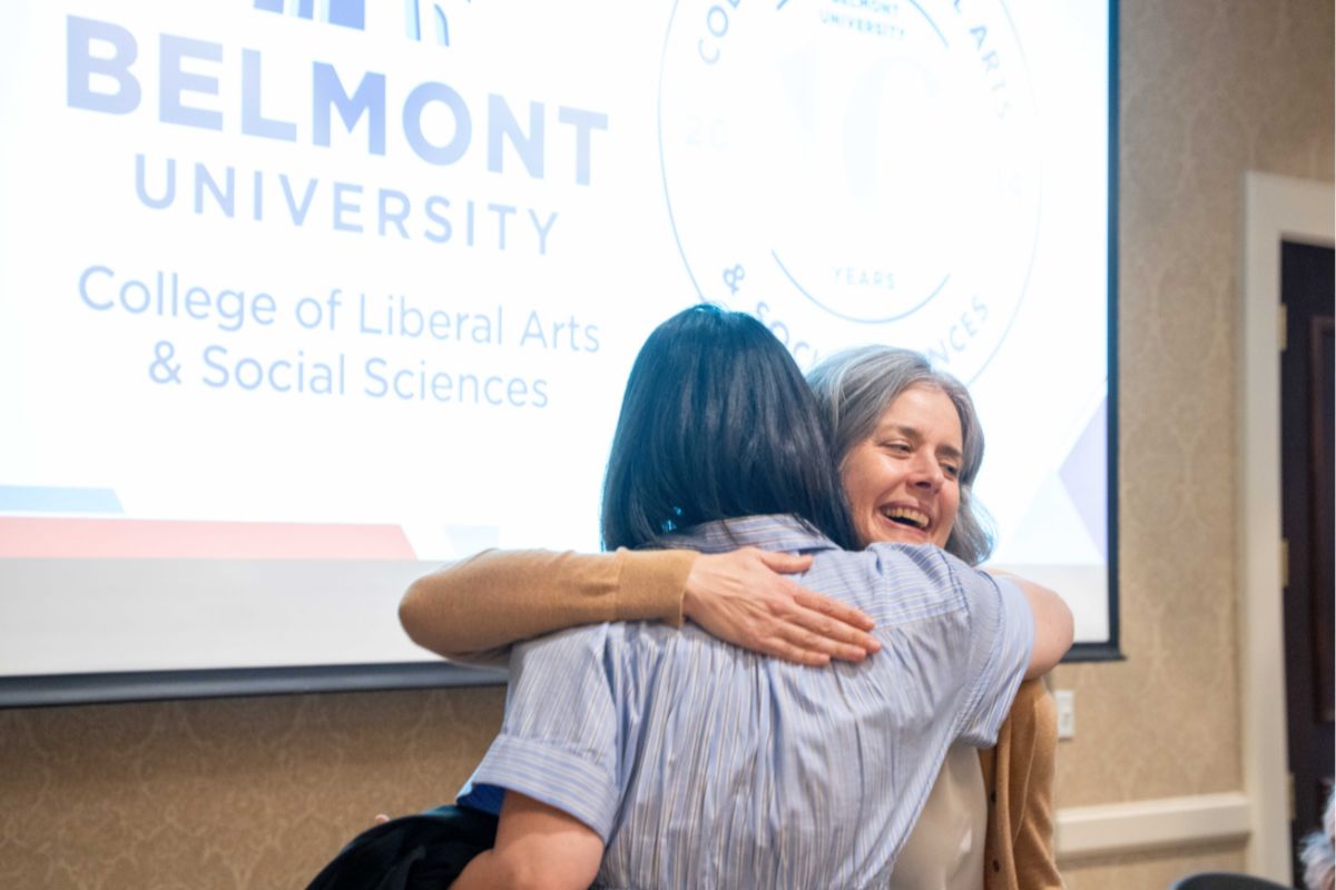 Jena Thomas and Dr. Mary Vaughn hug