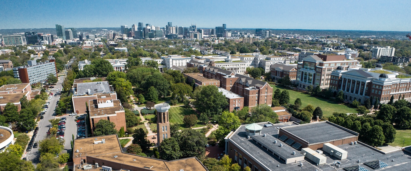 Belmont campus with Nashville skyline in background