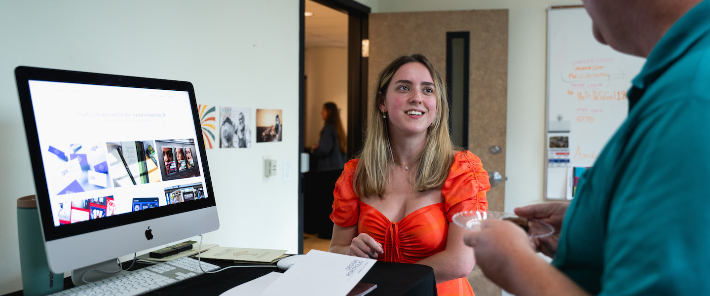 Design student showcasing work