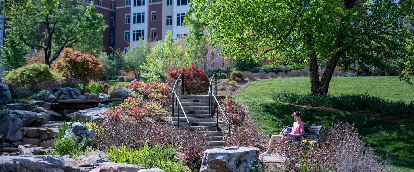 Photo of student on campus by Sam Simpkins