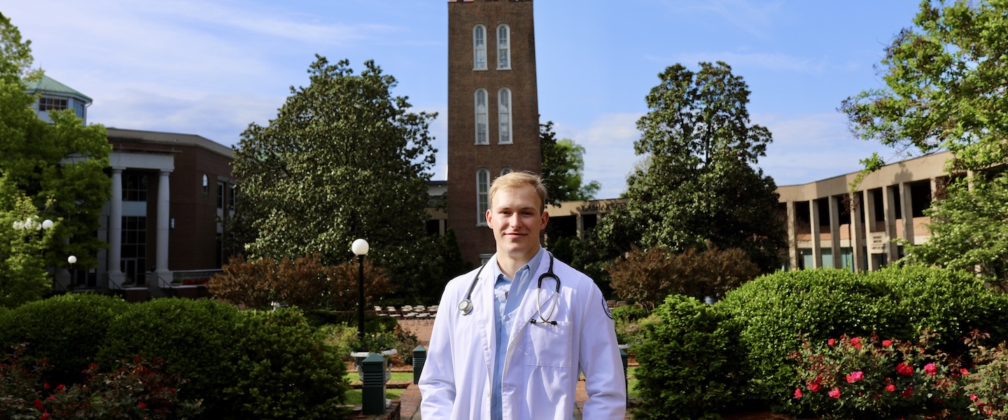 Witt Trantum in front of Bell Tower