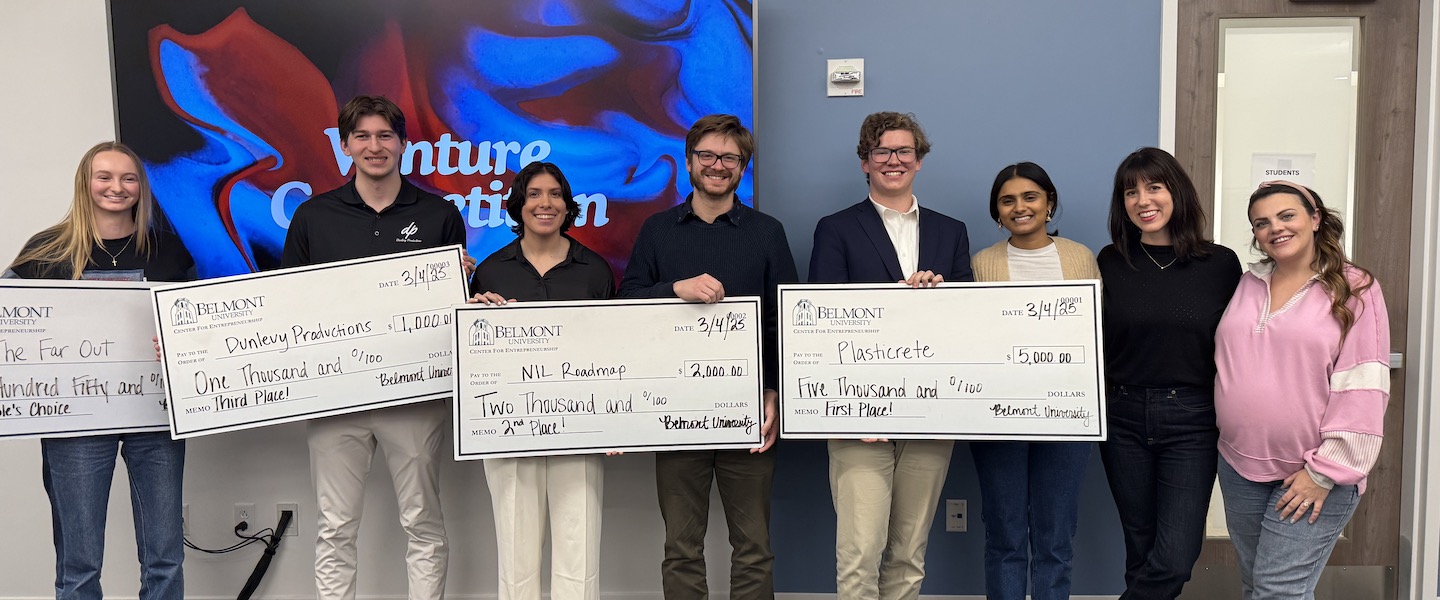 Students and judges at Venture Competition