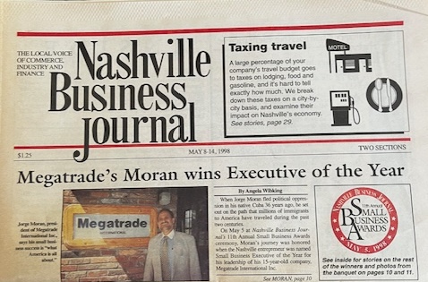 Newspaper article naming Moran Executive of the Year
