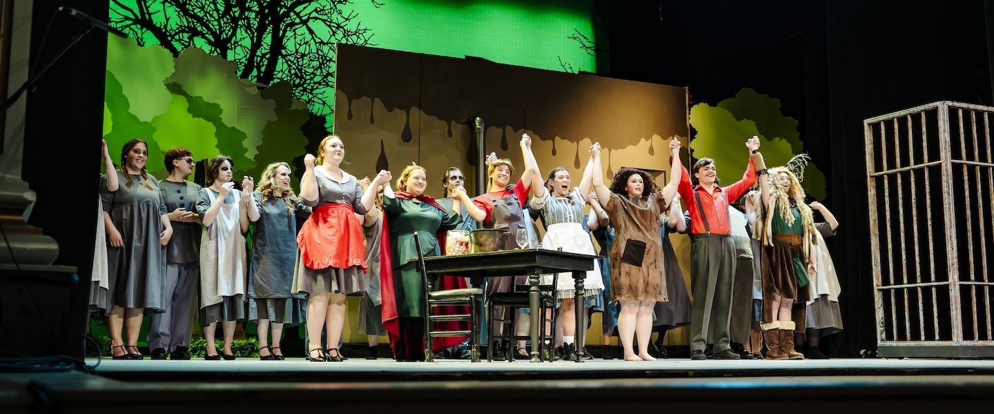 students taking their bows in "Hansel and Gretel" opera