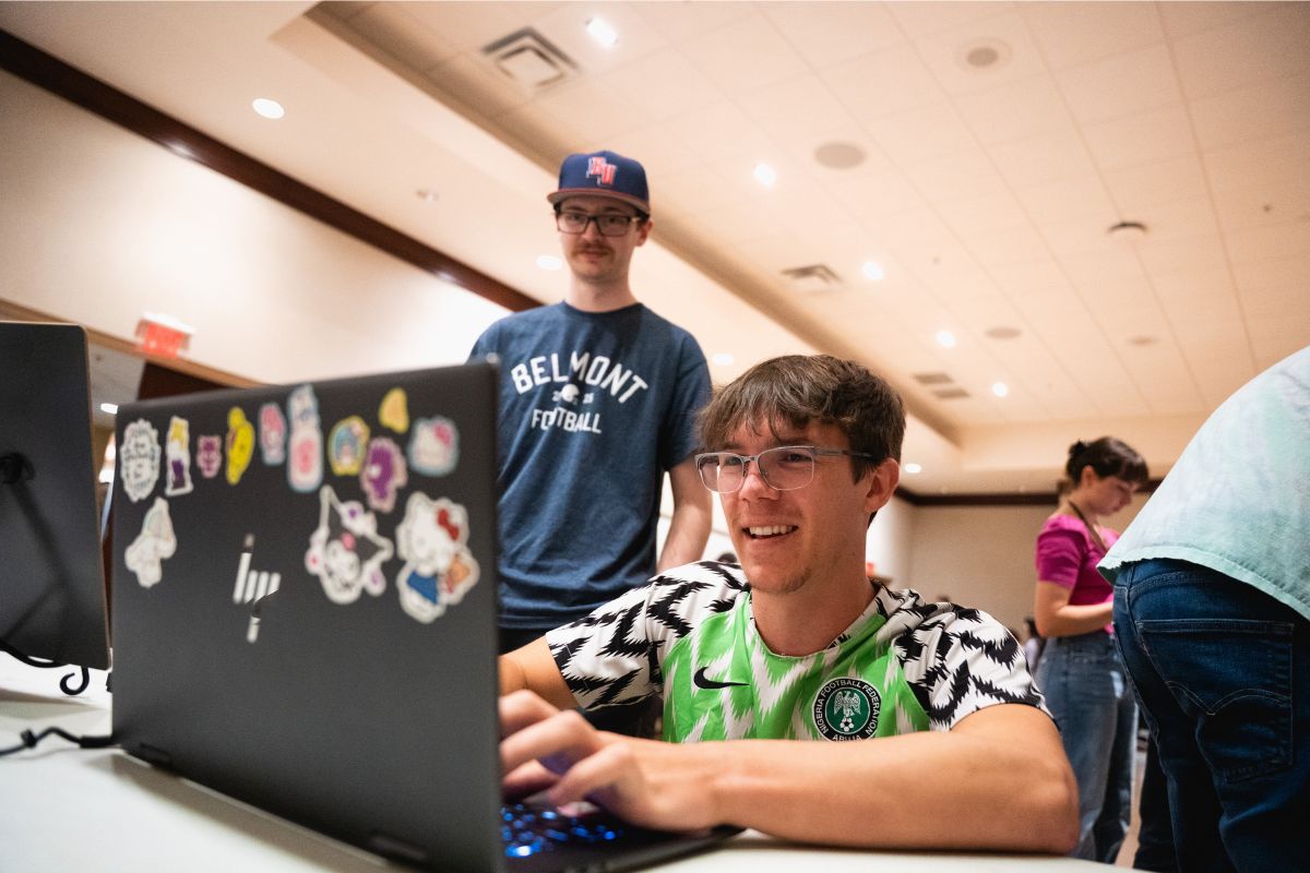 Student plays computer game at SPARK