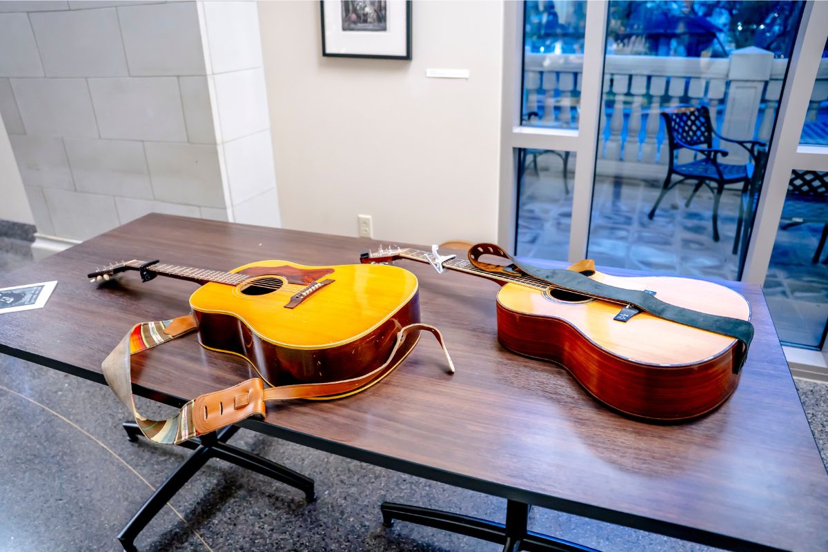Guitars on a table