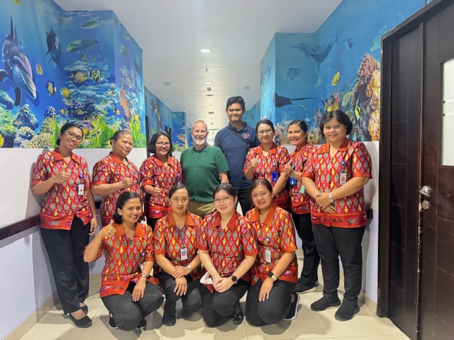 Busby with hospital staff 