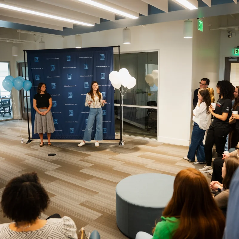 students give remarks at award day