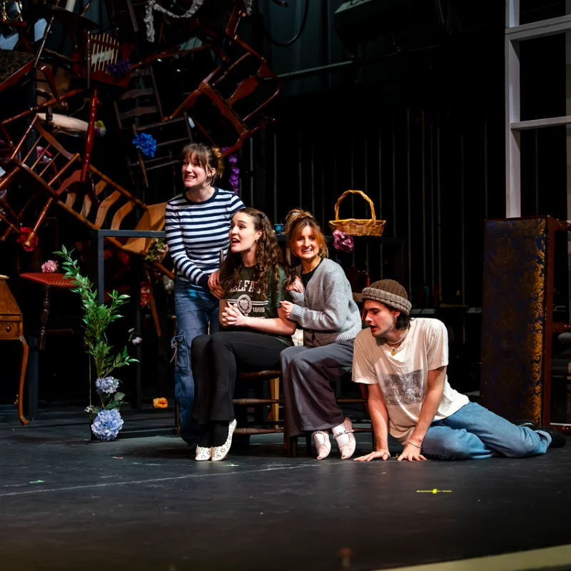 students at a rehearsal for the show