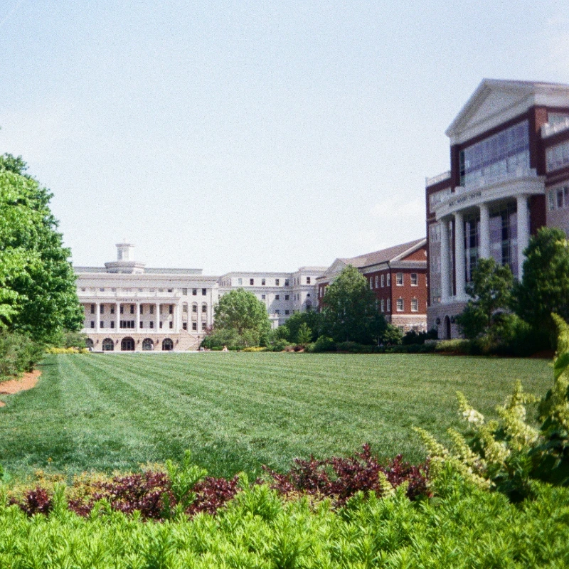 campus shot from the lawn looking at Massey Center and McWhorter