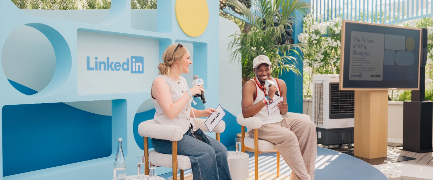 Abby Stevenson-Greiss at Cannes Lions, talking on stage
