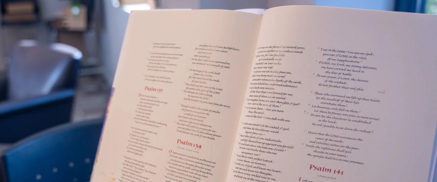 A Bible open to Book of Psalms