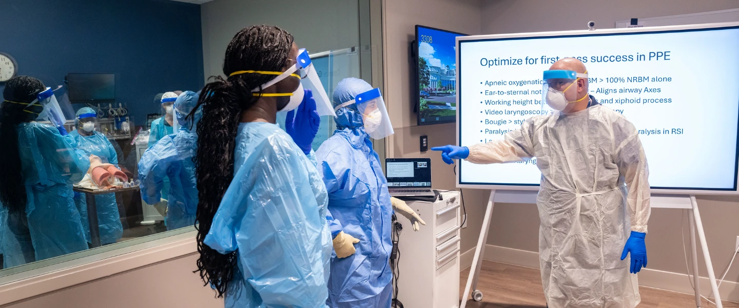 Students inside the Ebola simulation