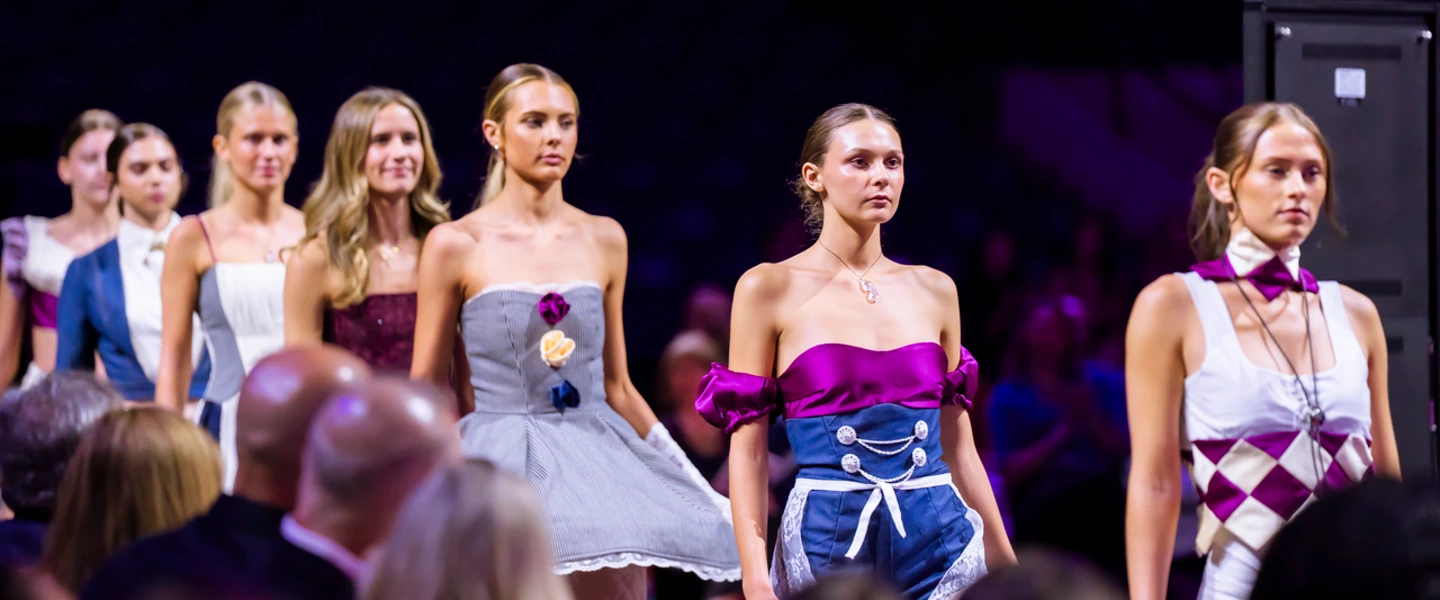 Student models walk the runway