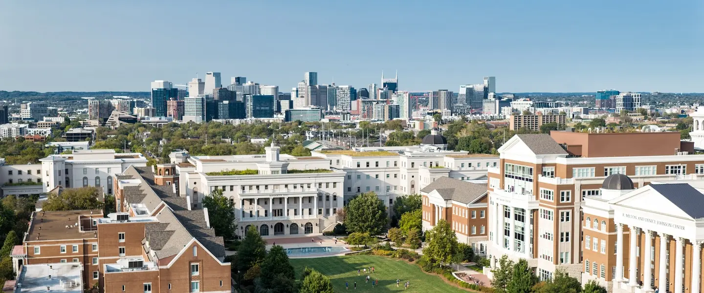 Belmont's campus overlooking Nashville skyline