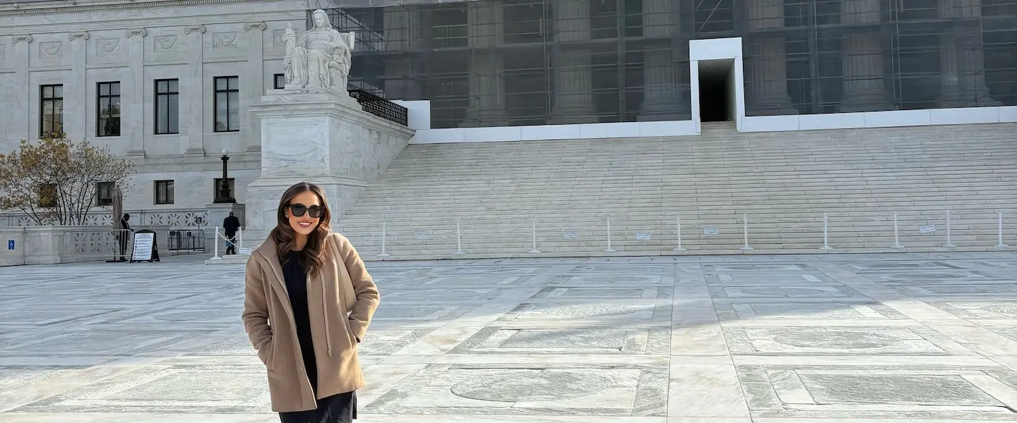 Sarah Ingalls outside of the the court