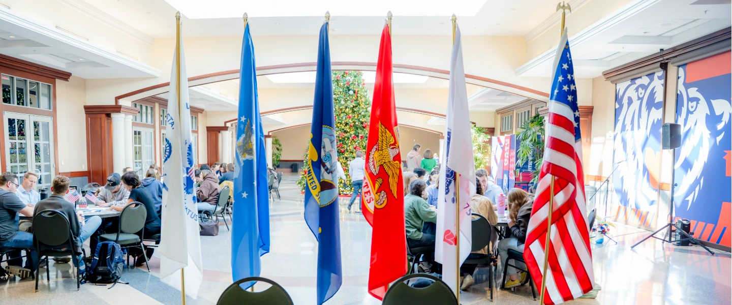 flags displaying each branch of the armed forces