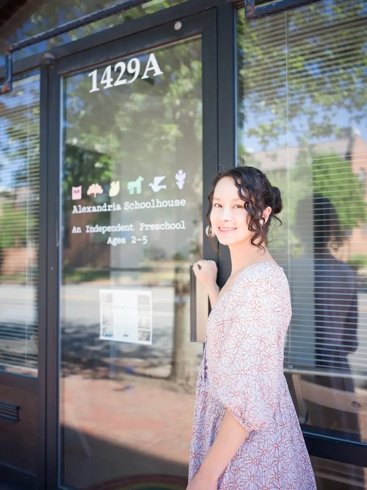 Henna Billings opening the door to the school