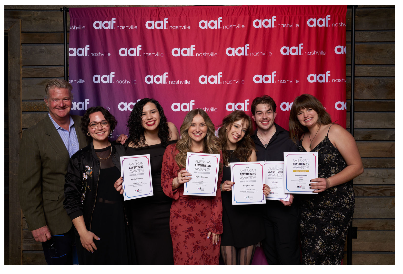 Watkins students and professors at the ADDY awards