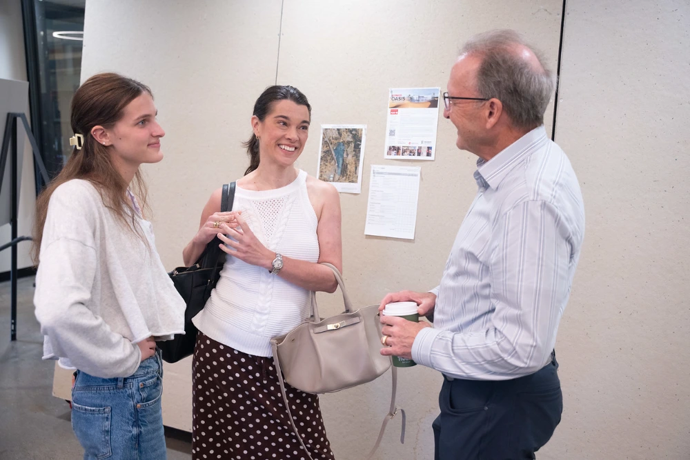 Dr. Erin Shankel chatting with Sam Burnette