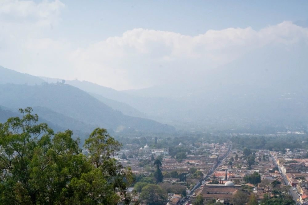 A photo of the horizon just after sunrise in Guatemala
