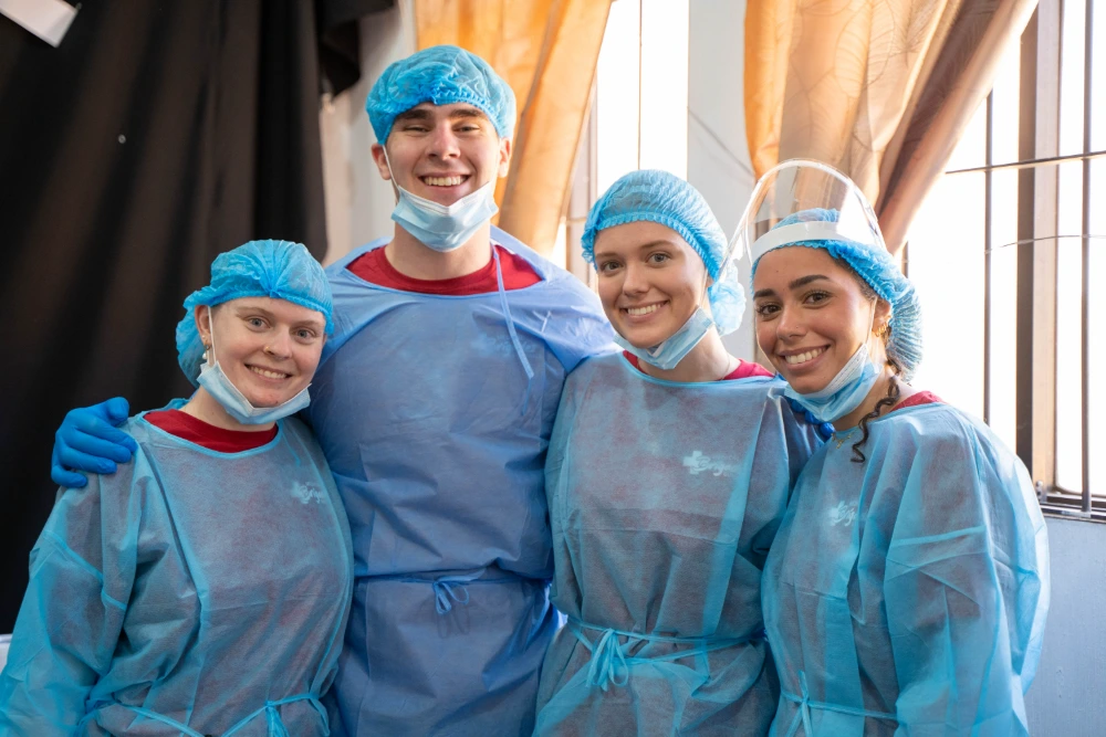 Students in a group preparing to work with new patients