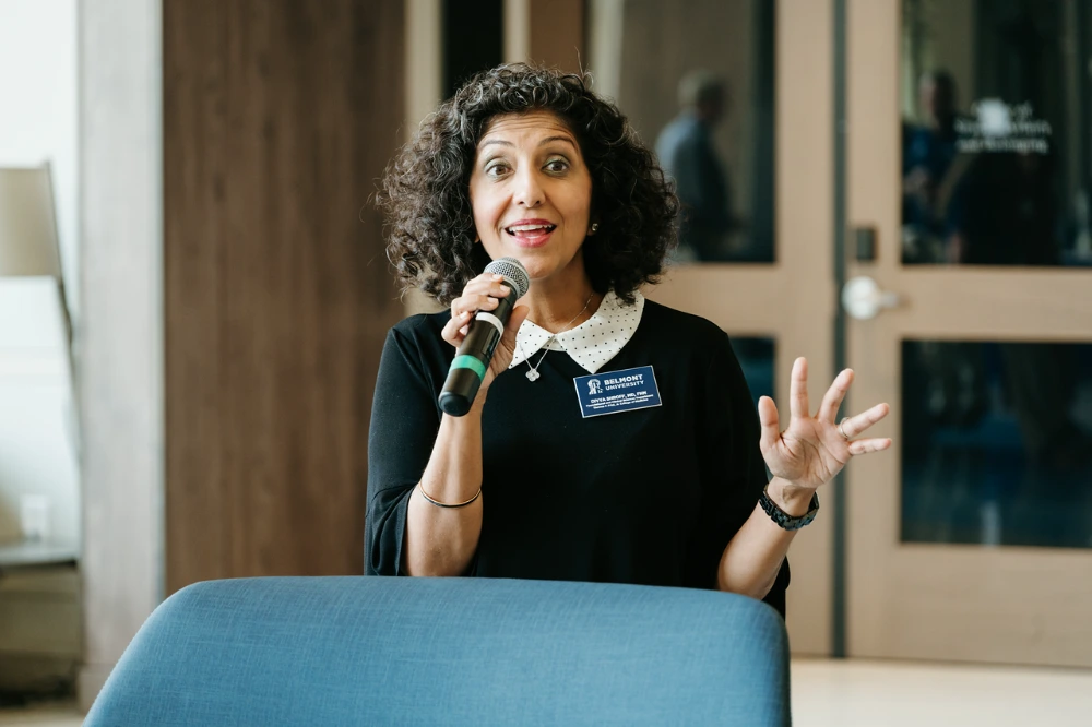 Divya Shroff, vice chair of clinical affairs and associate professor of internal medicine, thanks clinical faculty for their work supporting medical students.