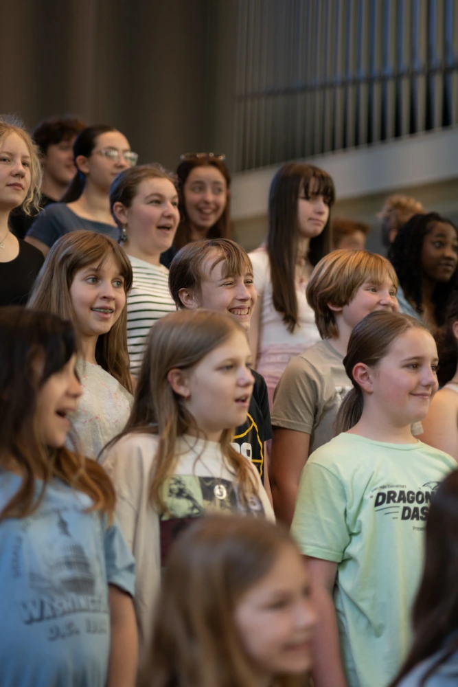 children choristers rehearsing