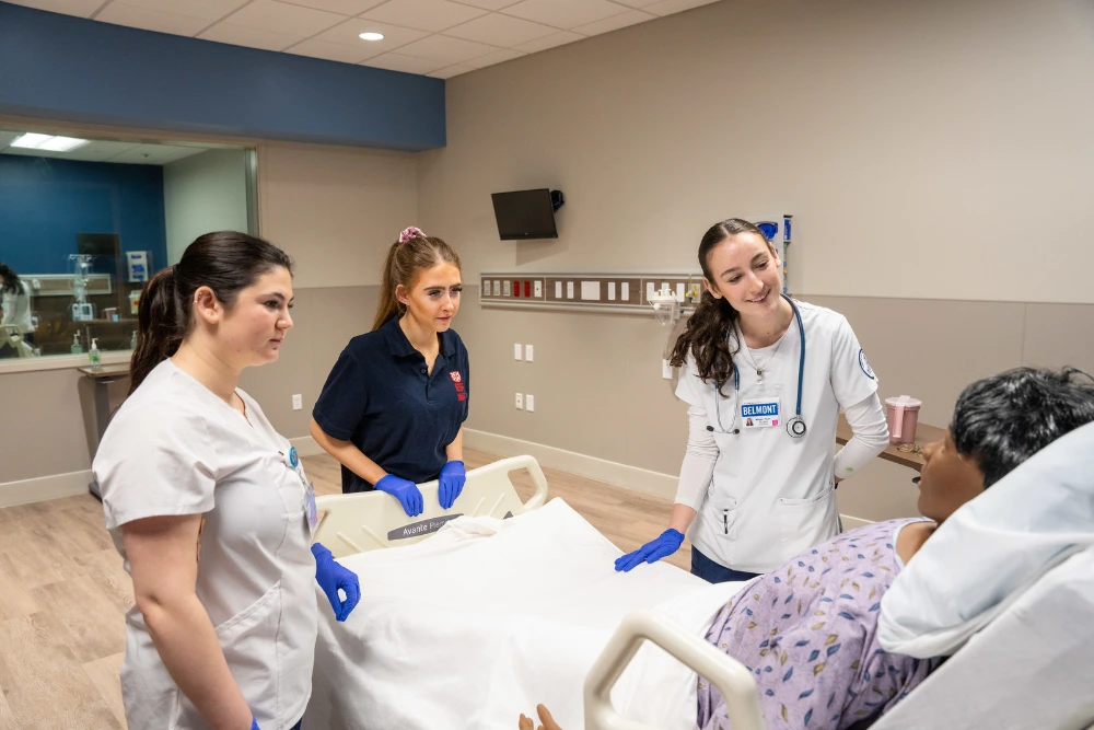 Students with a mock patient 