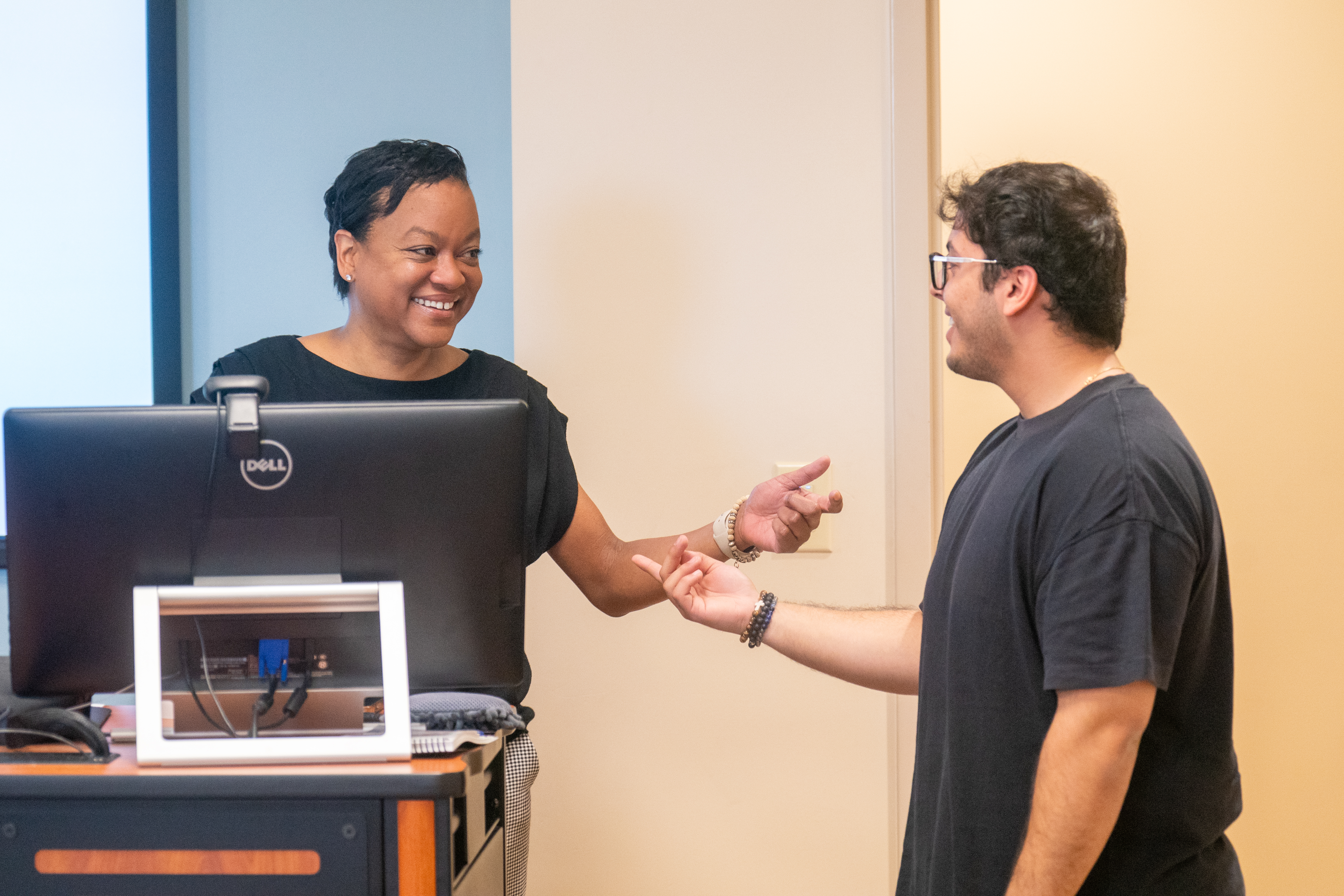 Student and professor talking
