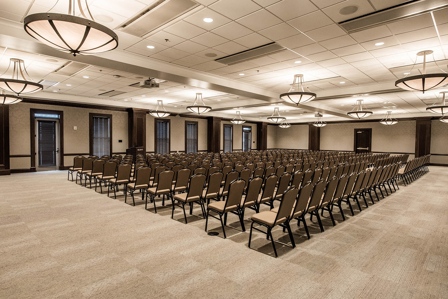 Ayers Academic Center empty conference room with chairs lined up.