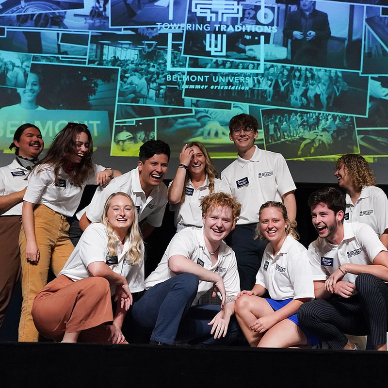 Orientation Council posing after doing a song and dance routine