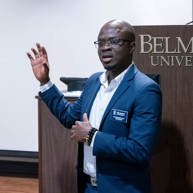 Dr. Emmanuel Saka speaks at Experiential Design showcase