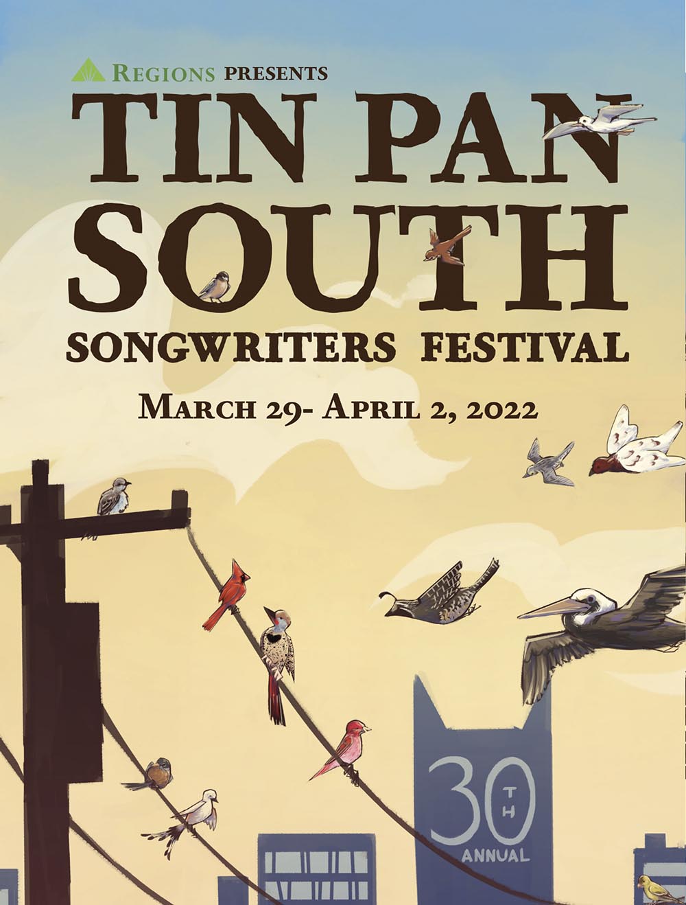 illustrated tin pan south songwriters festival poster
