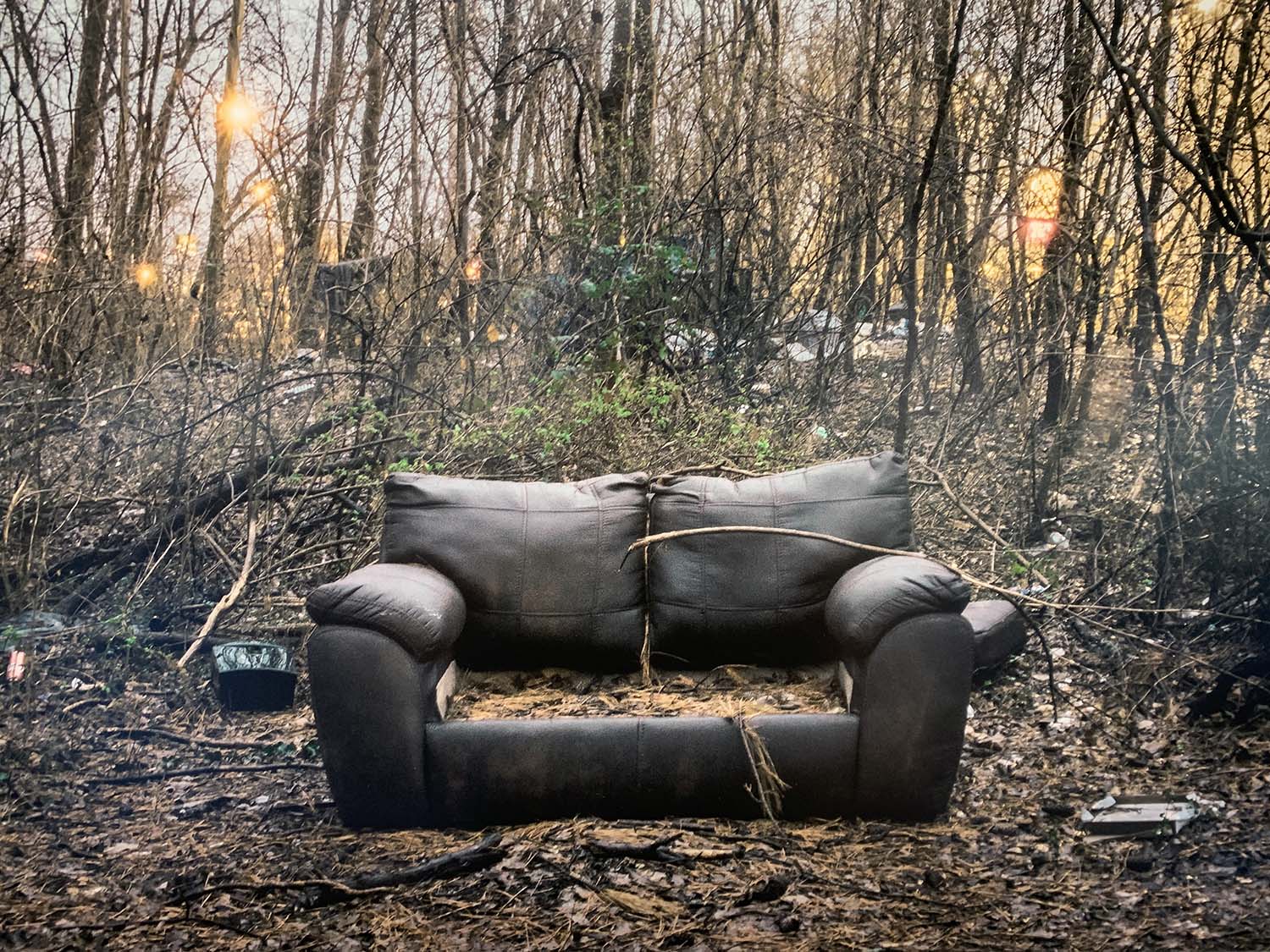 Old dirty couch in the woods
